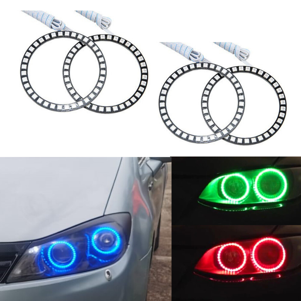 For Car Headlight & Fog Lights LED RGB Rings Halo Rings Angel eyes 40mm to 140mm