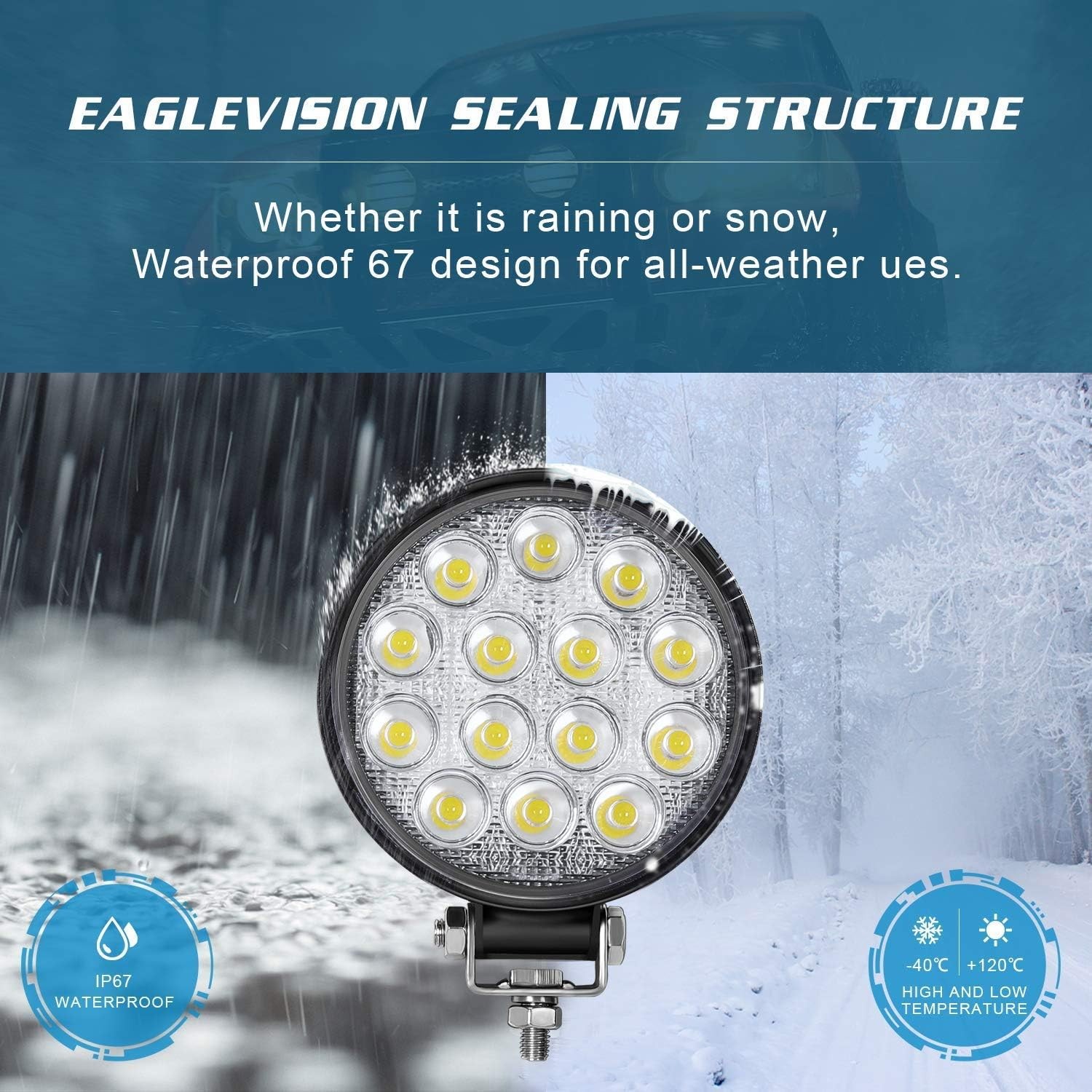 2Pcs 5“ Round LED Work Light Bar Flood Pods Off Road Fog Driving SUV ATV Truck