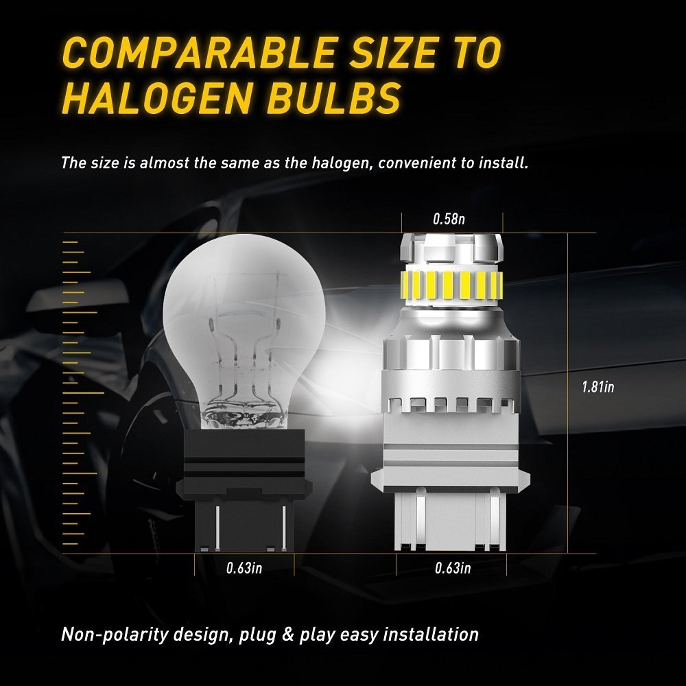 2400LM AUXITO 3156 3157 LED Reverse Backup Light Bulbs White Super Bright 6500K