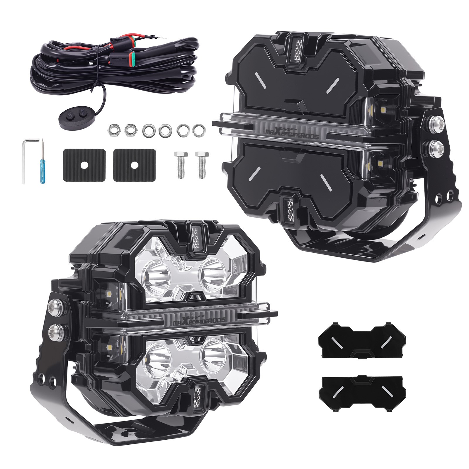 5″ Square LED Light Pods 178W Aluminum Housing Off Road Driving Lights DRL 178W