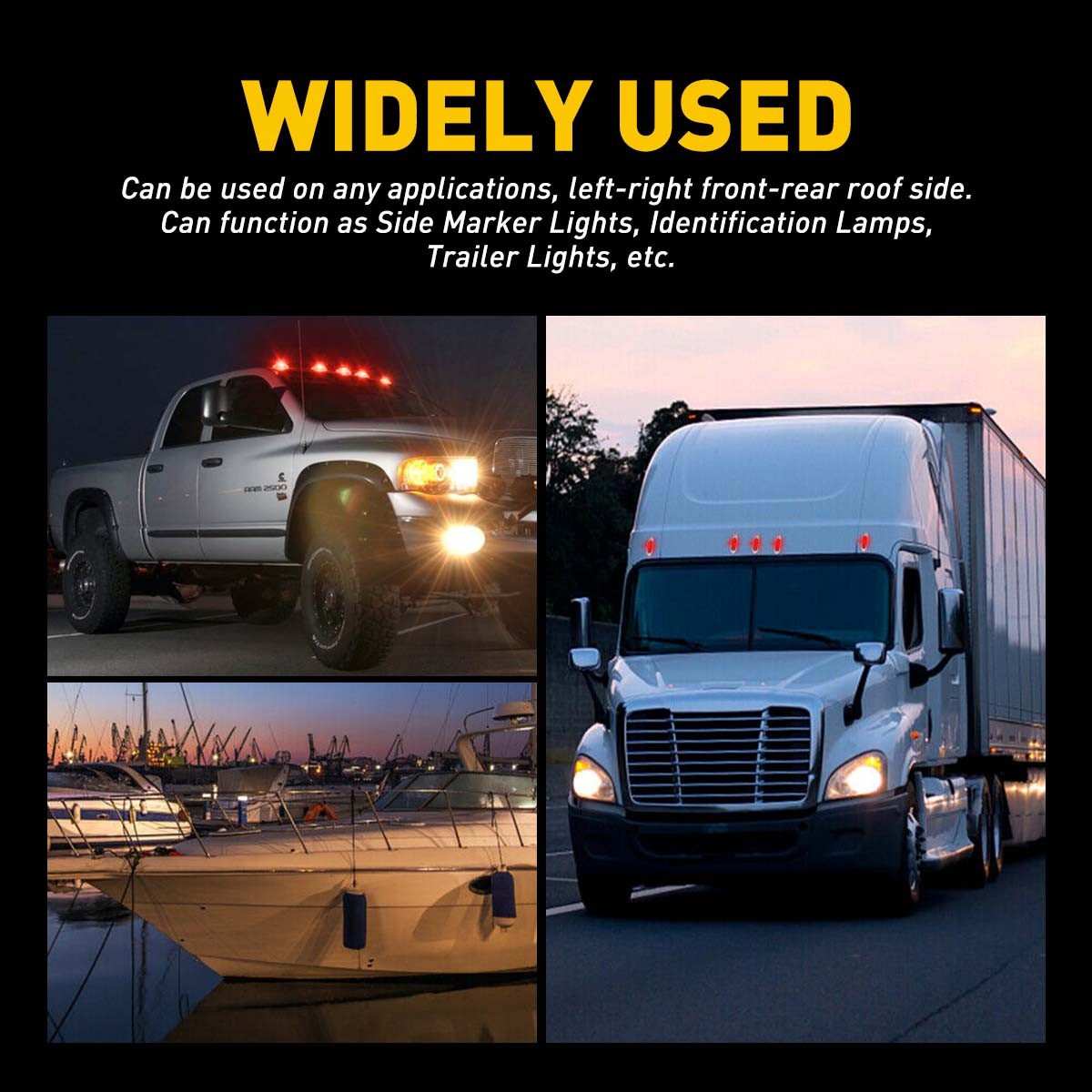 Amber Red Car Truck Trailer RV 2.6″ Side 21-SMDs Marker Lights Waterproof OXILAM