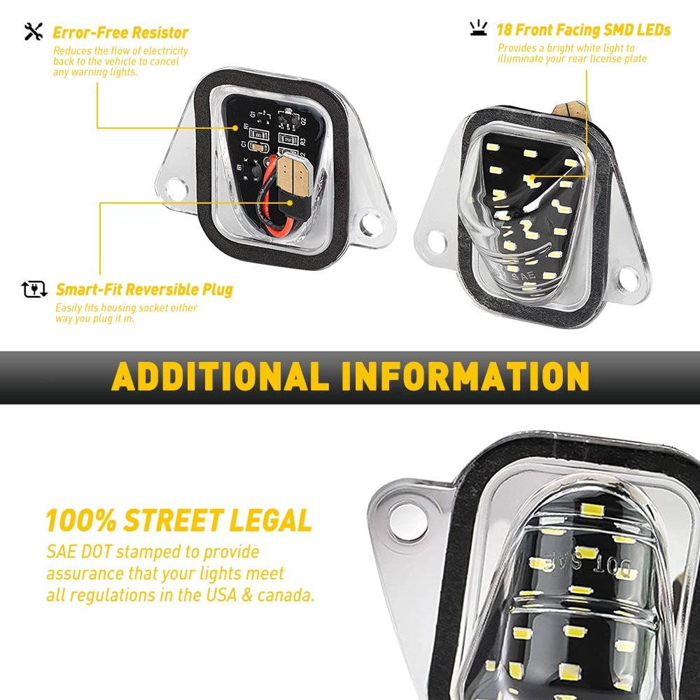 2x LED License Tag Plate Light For 2007-2014 Suburban Tahoe YUSon Escalade 6000K
