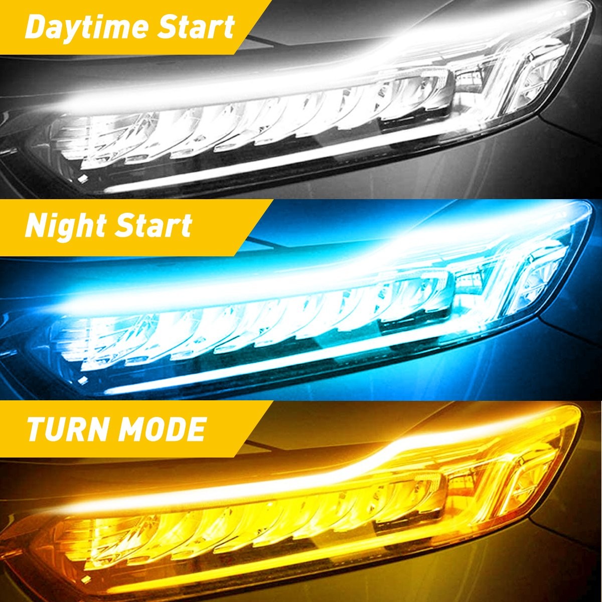 Car Sequential LED Steering Strip Light Bar Signal Turn White Amber Switchback A