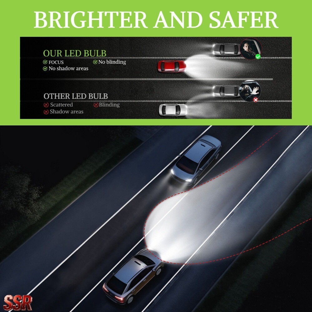 H11 9005 LED Headlight KIT Combo Bulbs 10000K High&Low Beam Super Bright White