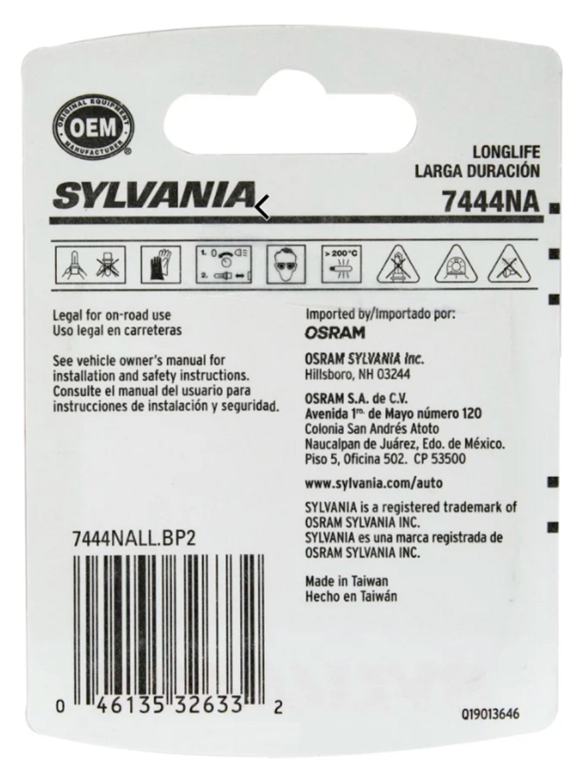 Sylvania LongLife 7444NA 28/8W Two Bulbs Front Turn Signal Light Replacement OE
