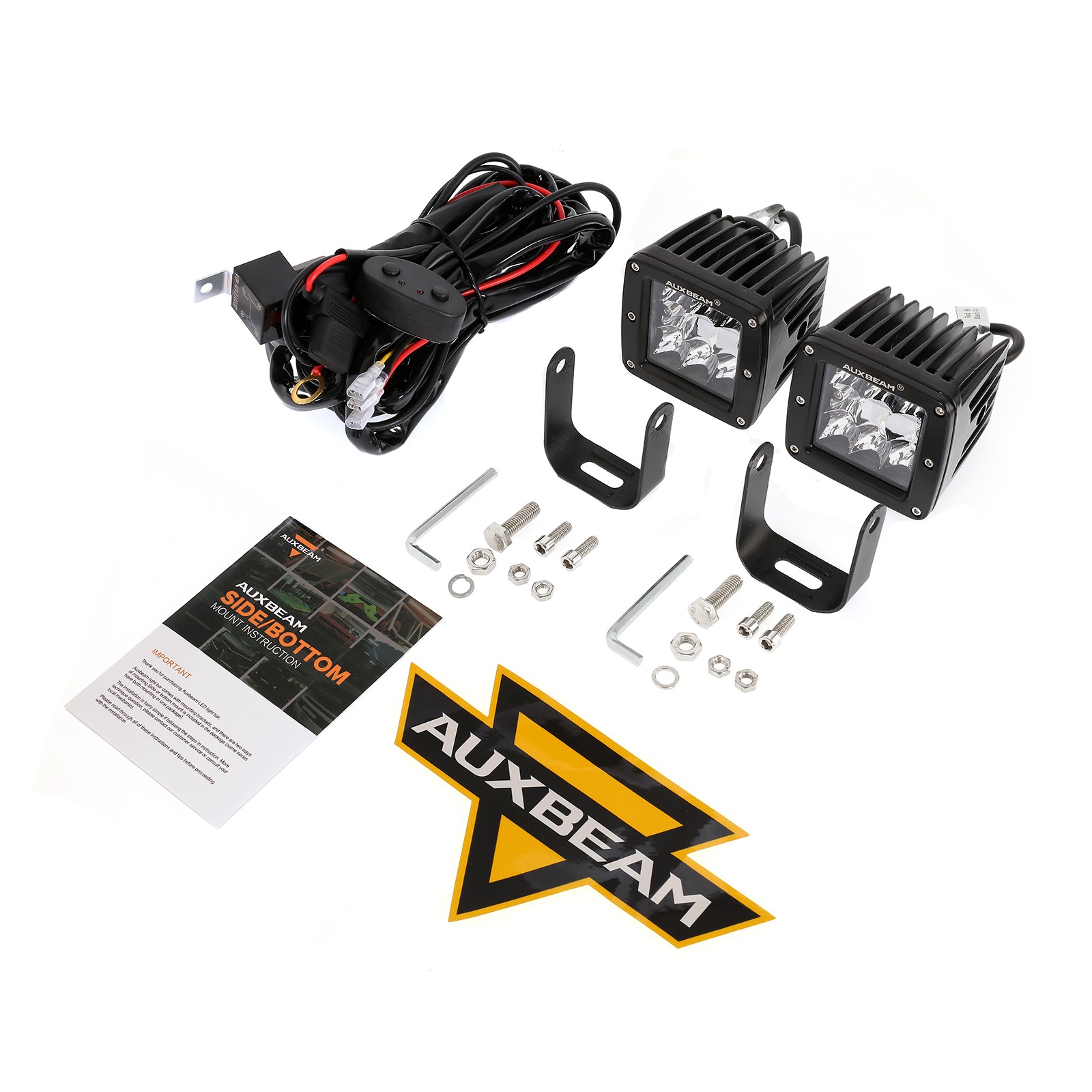 Auxbeam 2X 3“ LED Work Light Strobe Amber White For Polaris RZR 800/900/1000/XP