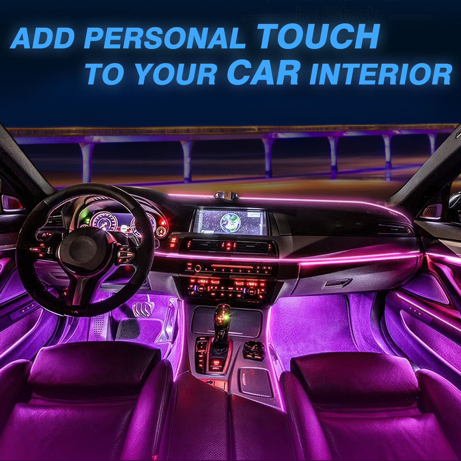 10M RGB 8 in 1 Car Light Strips SUV Car Interior Accent Decor Neon Lighting Kit