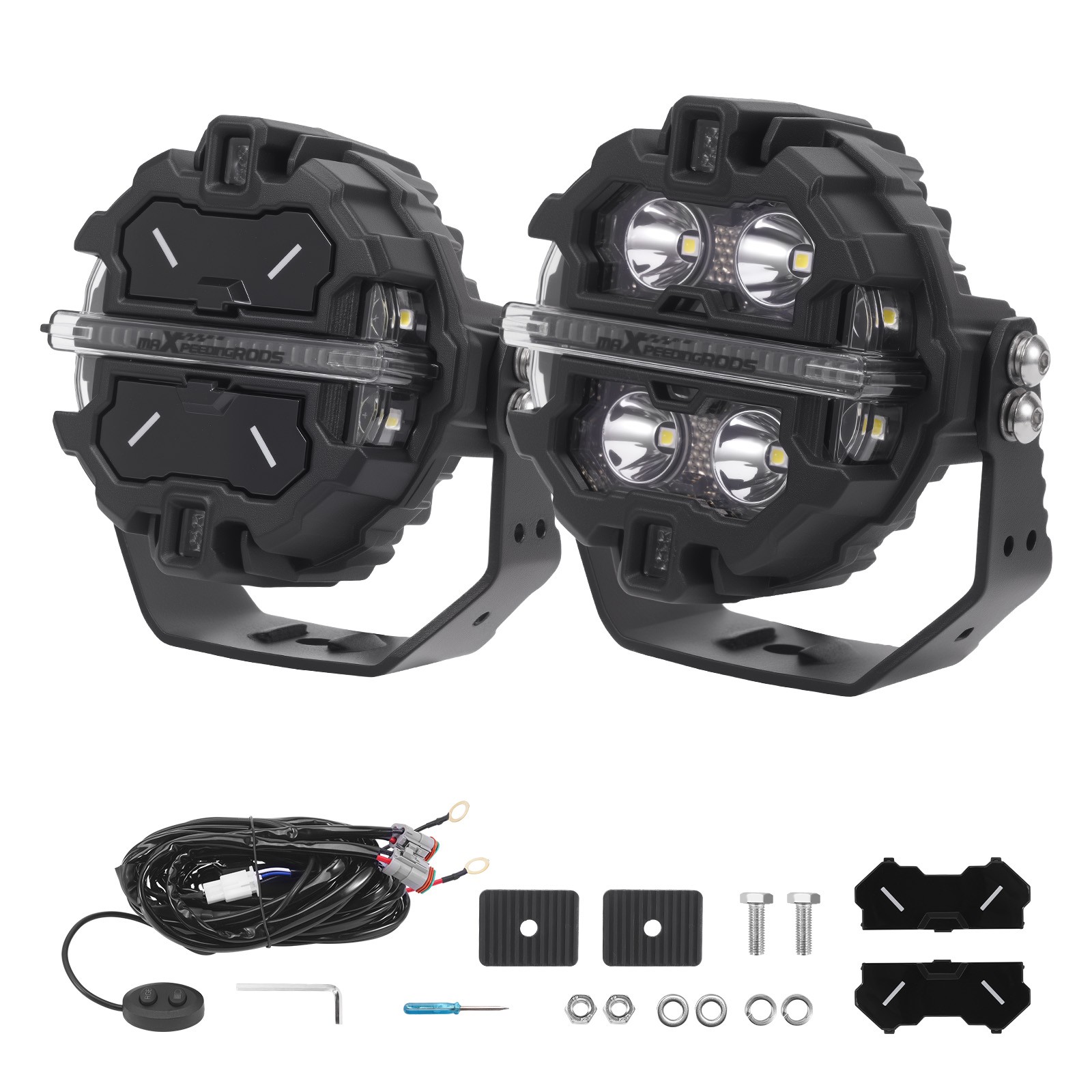 RGB 3.5″ 160W LED Work Driving Pods Lights Bar Spot Beam & Side Shooter Offroad