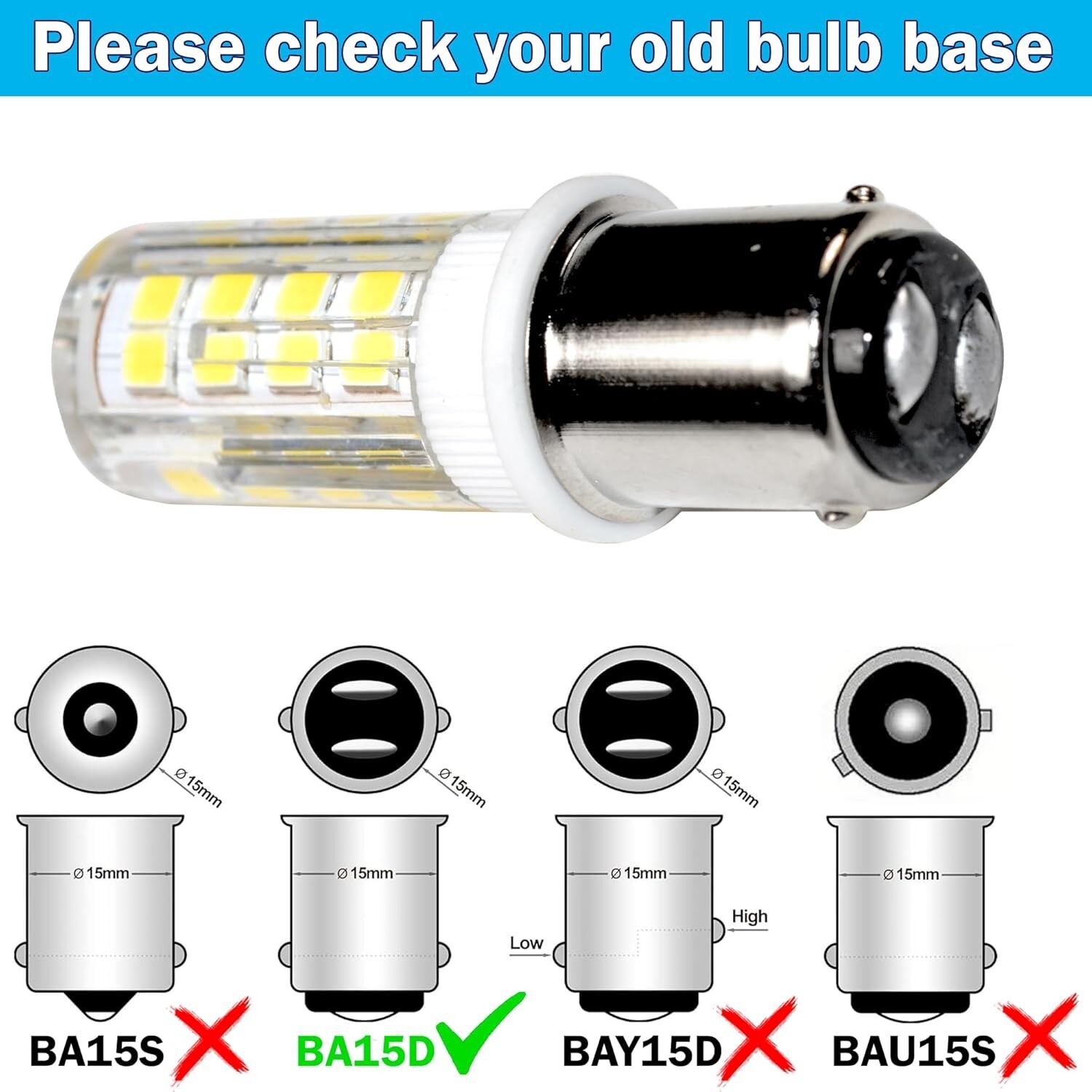 TWO 12v-24v DC BA15d marine Bulb replacement for 1076 1142 Car, RV dome lighting