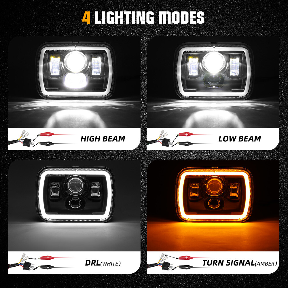 Ultra-bright 5X7″7×6″ inch Rectangle LED Hi/Lo Beam Headlight DRL 180W Headlamps