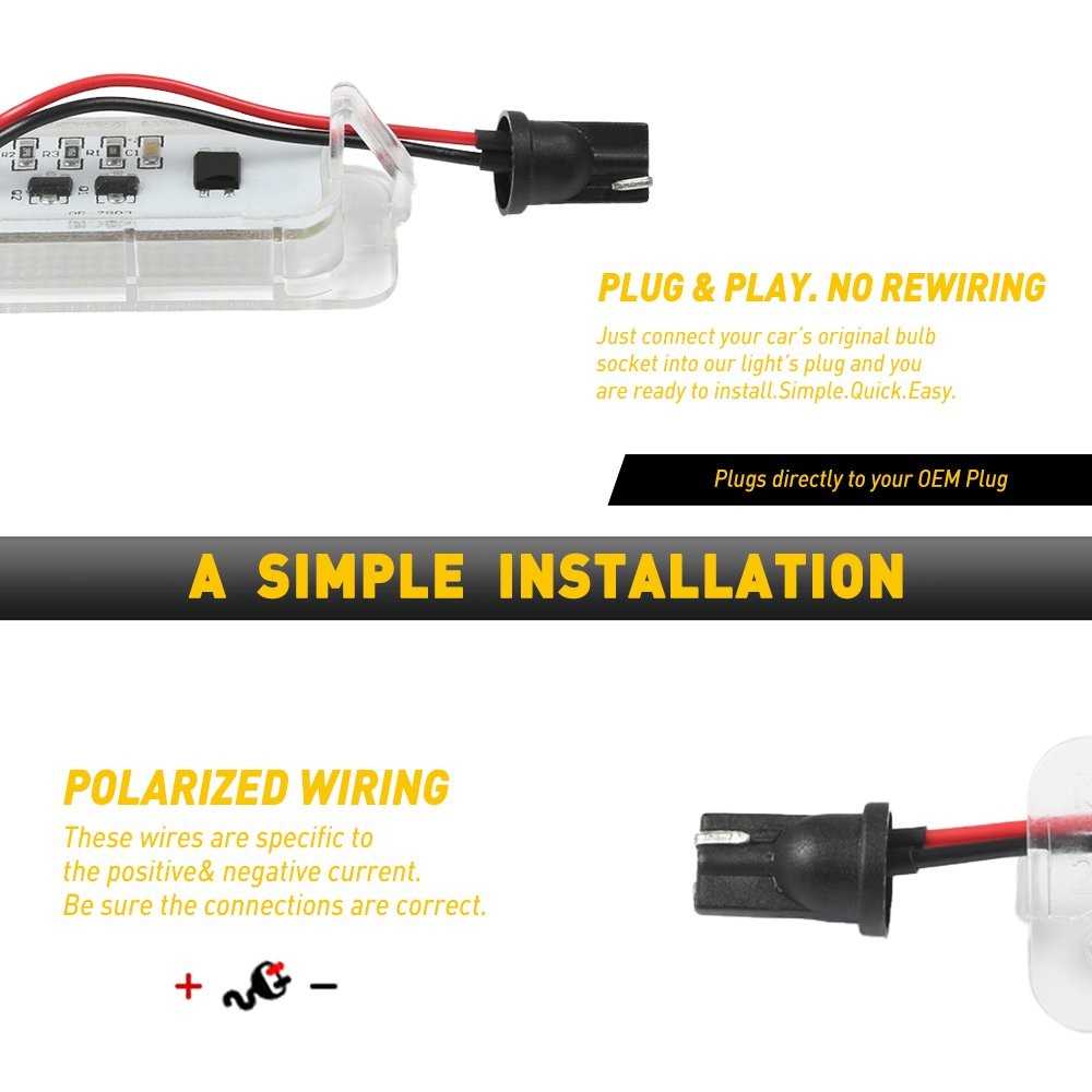 2x LED License Plate Light 6000K White For 2013-19 Ford Escape Explorer Fiesta V