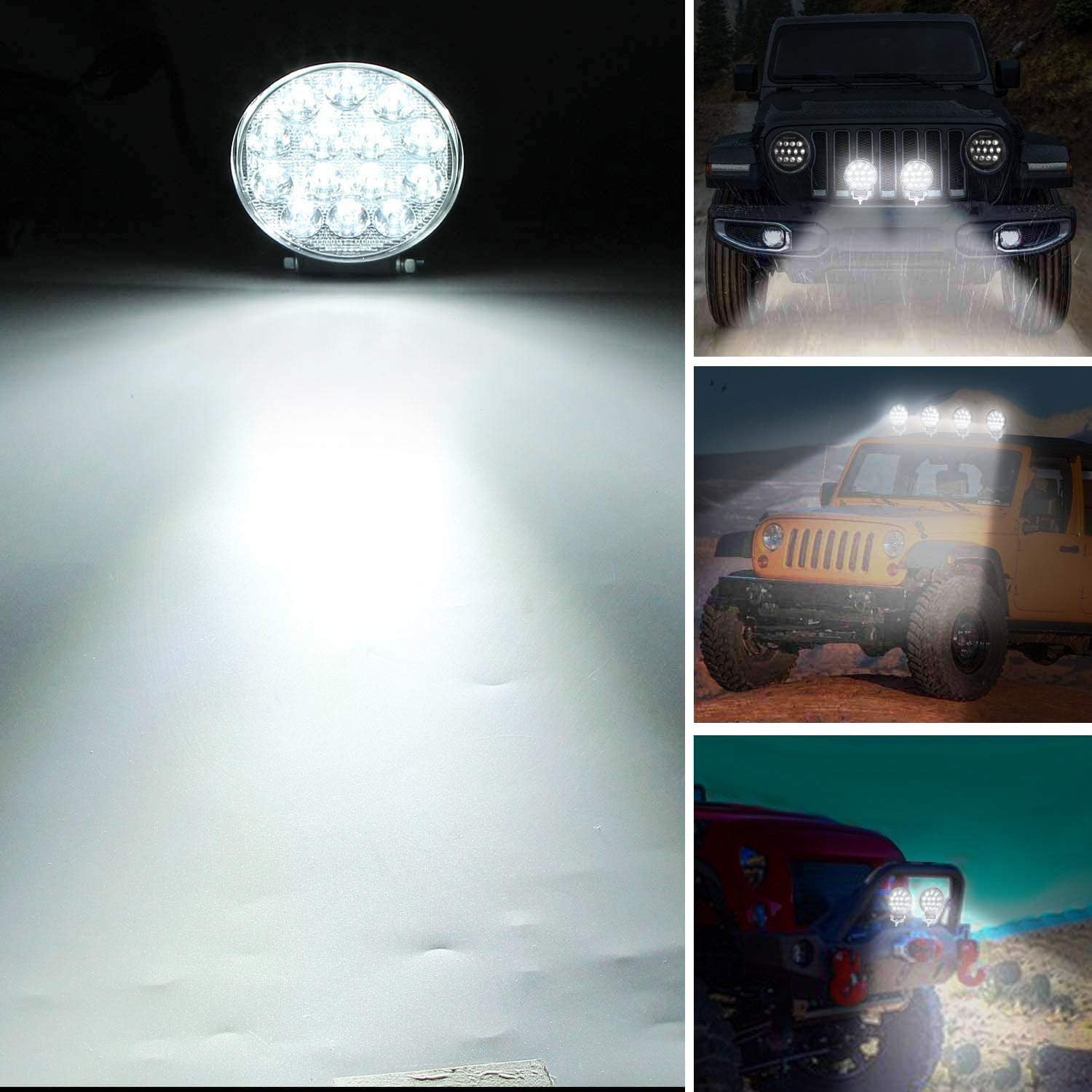 2Pcs 5“ Round LED Work Light Bar Flood Pods Off Road Fog Driving SUV ATV Truck