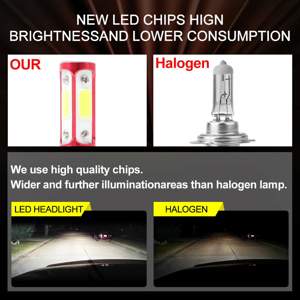 20PCS 4-Sides 5202/H16/9009/2504 LED Headlight Kit Fog Light 32000LM 6000K Bulbs