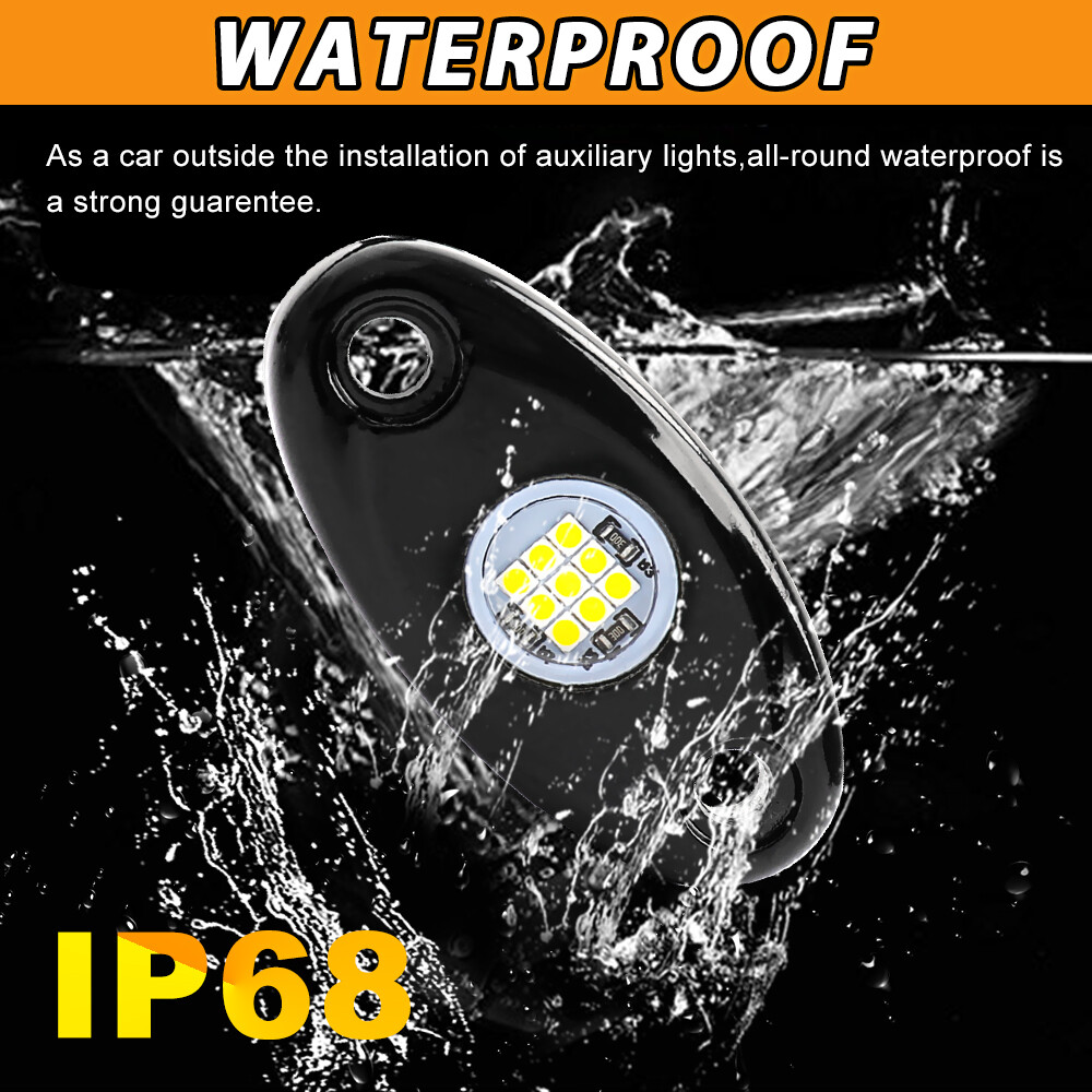 20x White LED Rock Light 4Pods Lights Fit Jeep Off Road Truck Car ATV Under Body