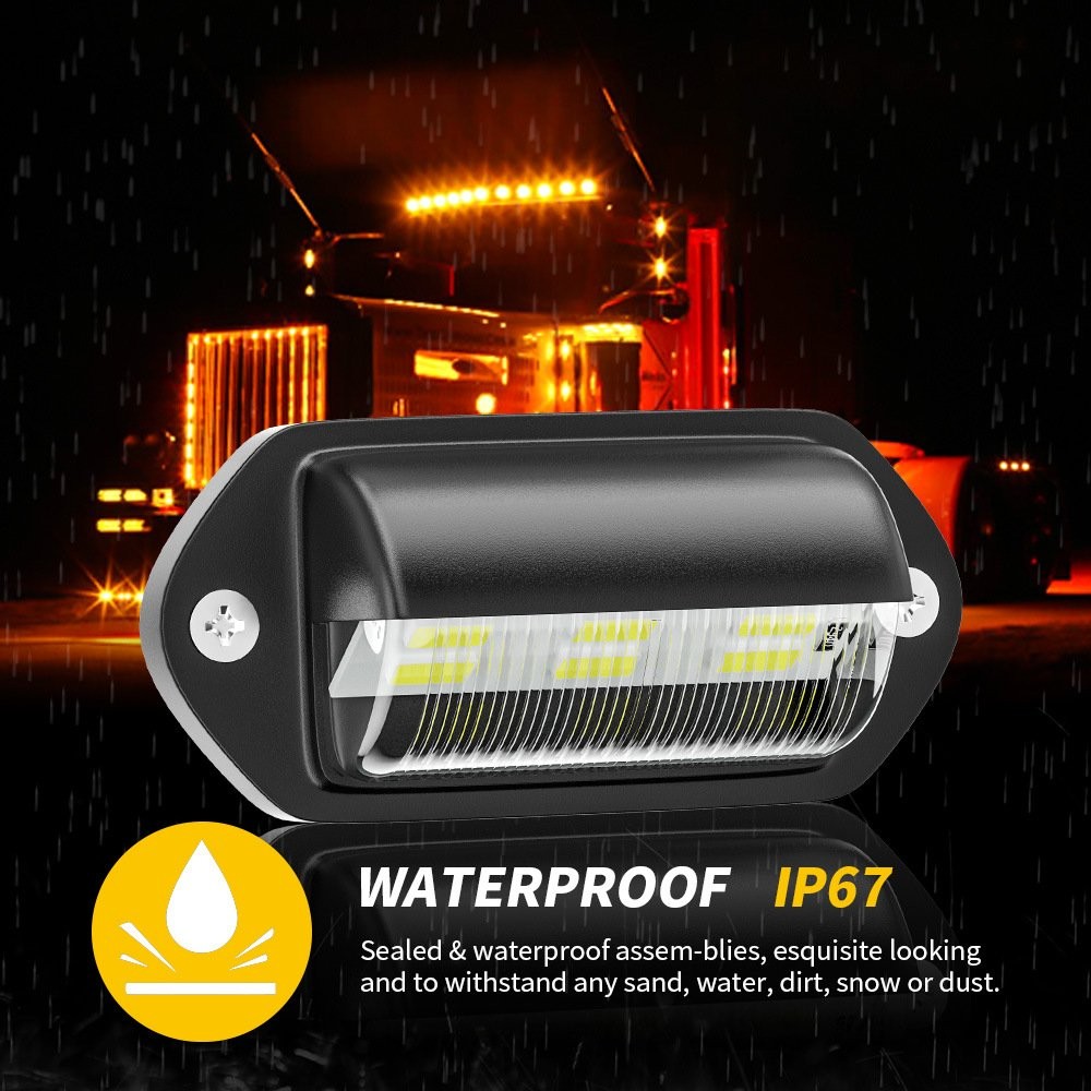 2-6x White LED License Plate Light, 6-SMD Waterproof Tag Lights 12V-24V DC Lamp