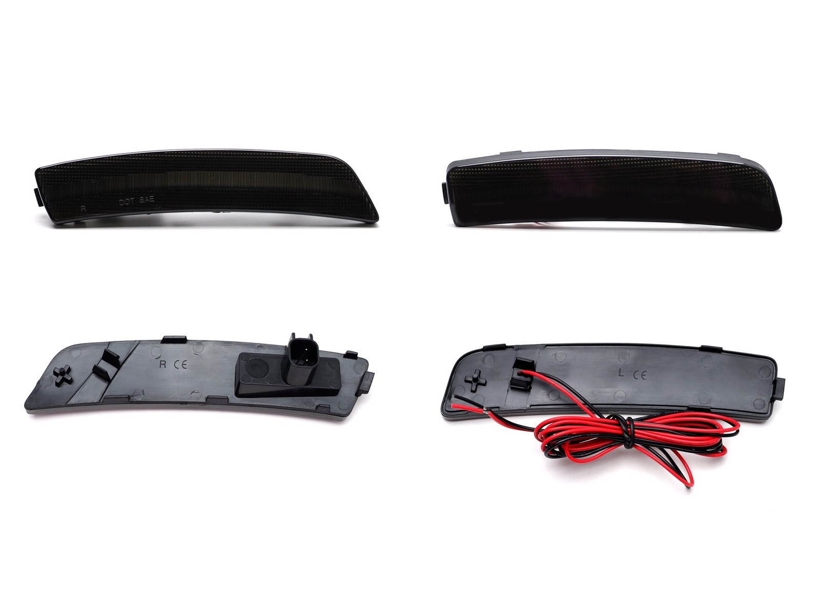 4pc Set Smoke Lens Amber/Red Full LED Side Marker Lights For Ford Mustang Mach-E