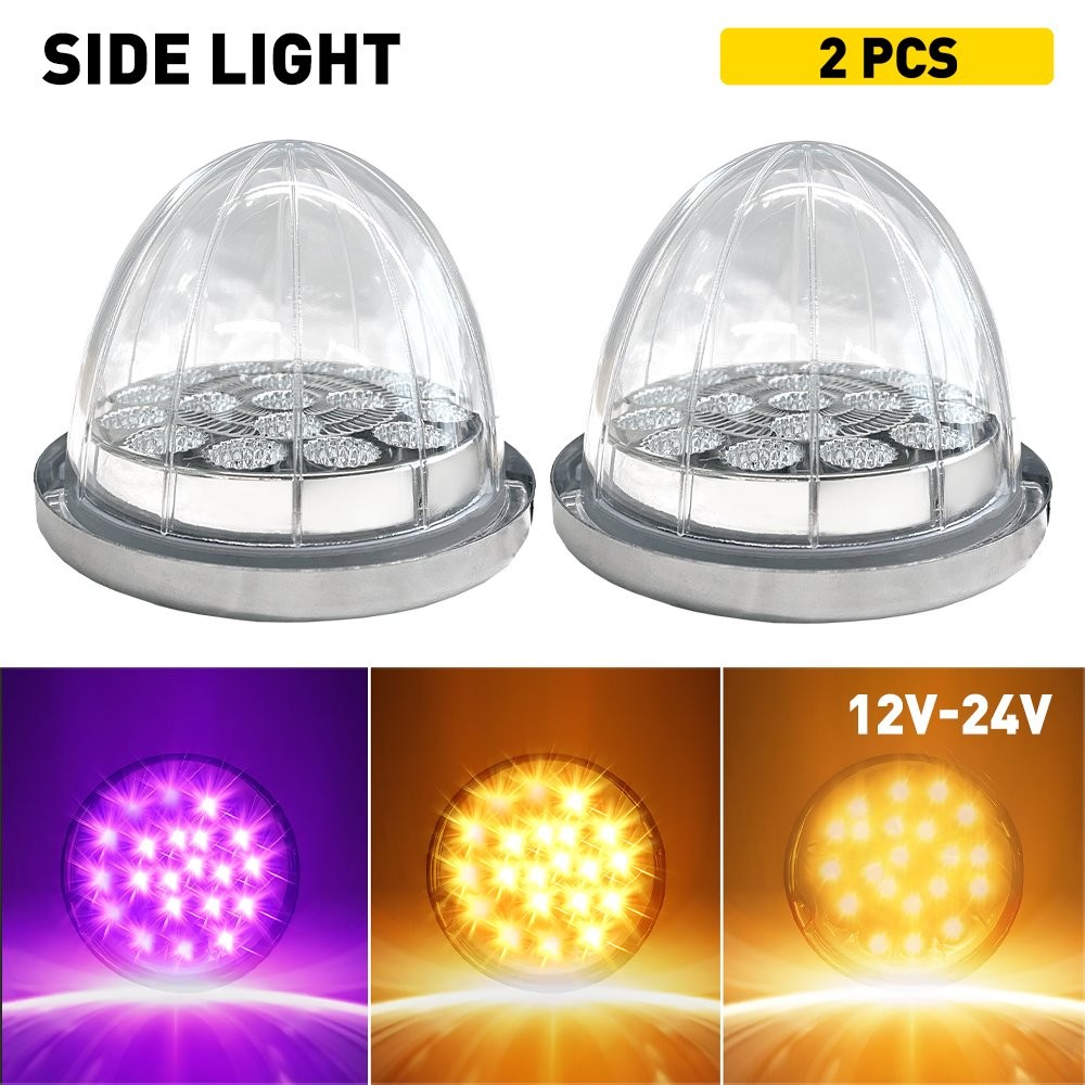 2X Amber Purple 17LED Watermelon Turn Signal Lights For Semi Trailer Heavy Truck