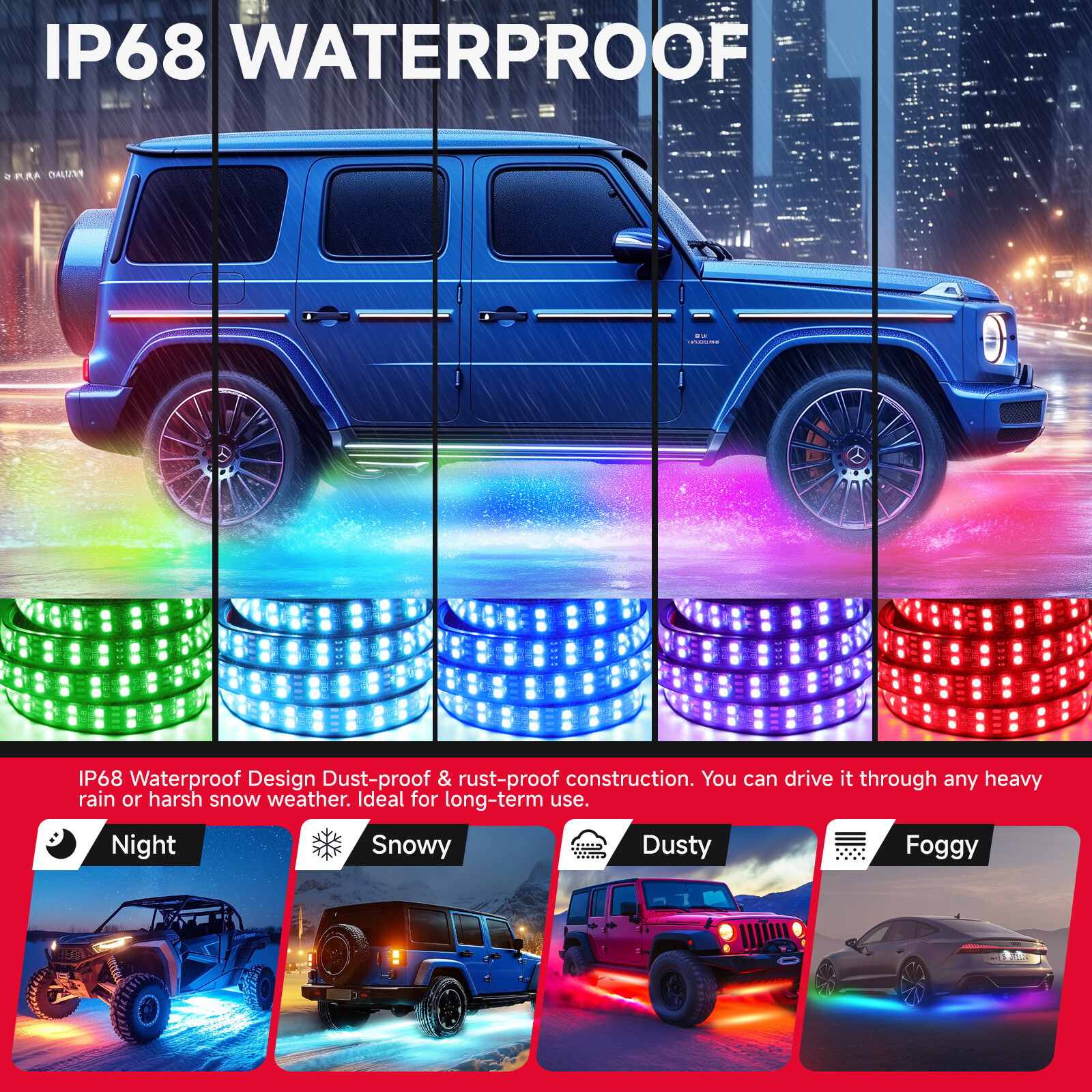 6PCS/Set RGB LED Dream Light Underglow Neon Kit Strip APP Remote For Scion xB tC