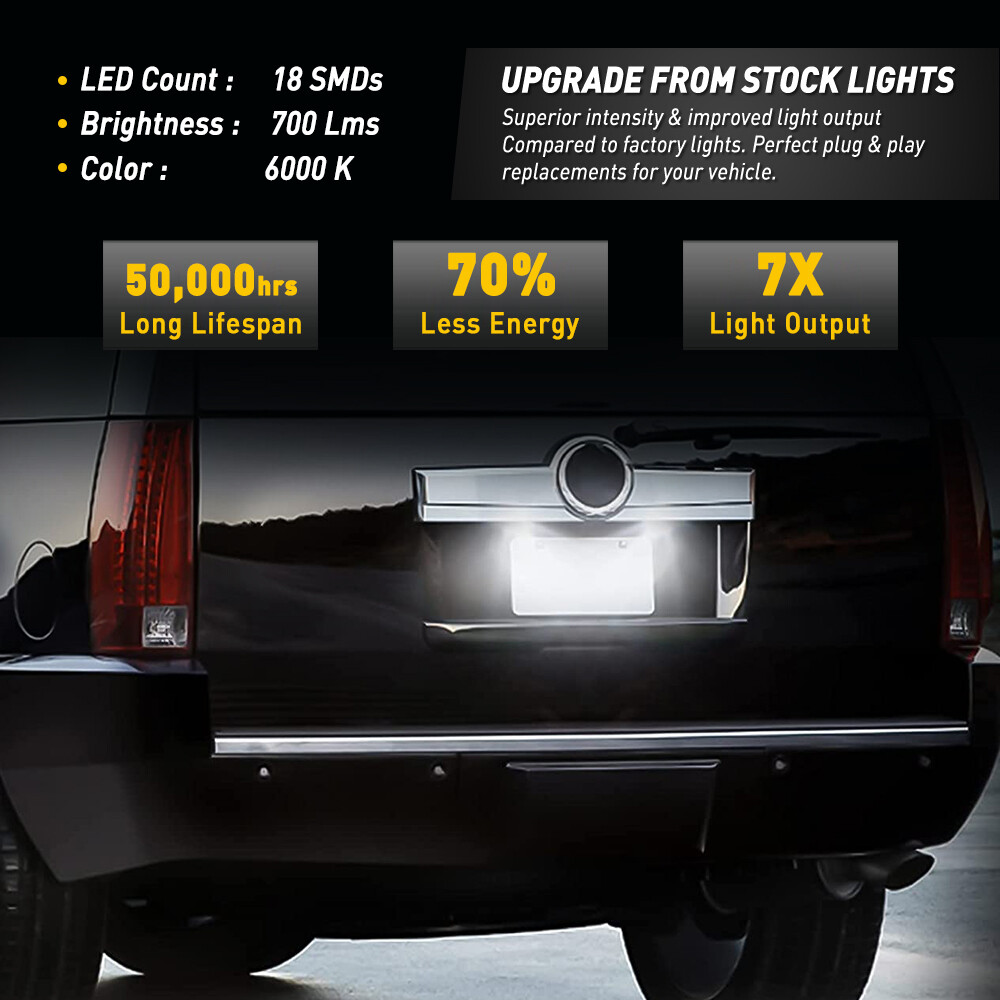 LED License Plate Tag Lights For 2007-2014 Suburban Tahoe Escalade Yukon ES 2SET