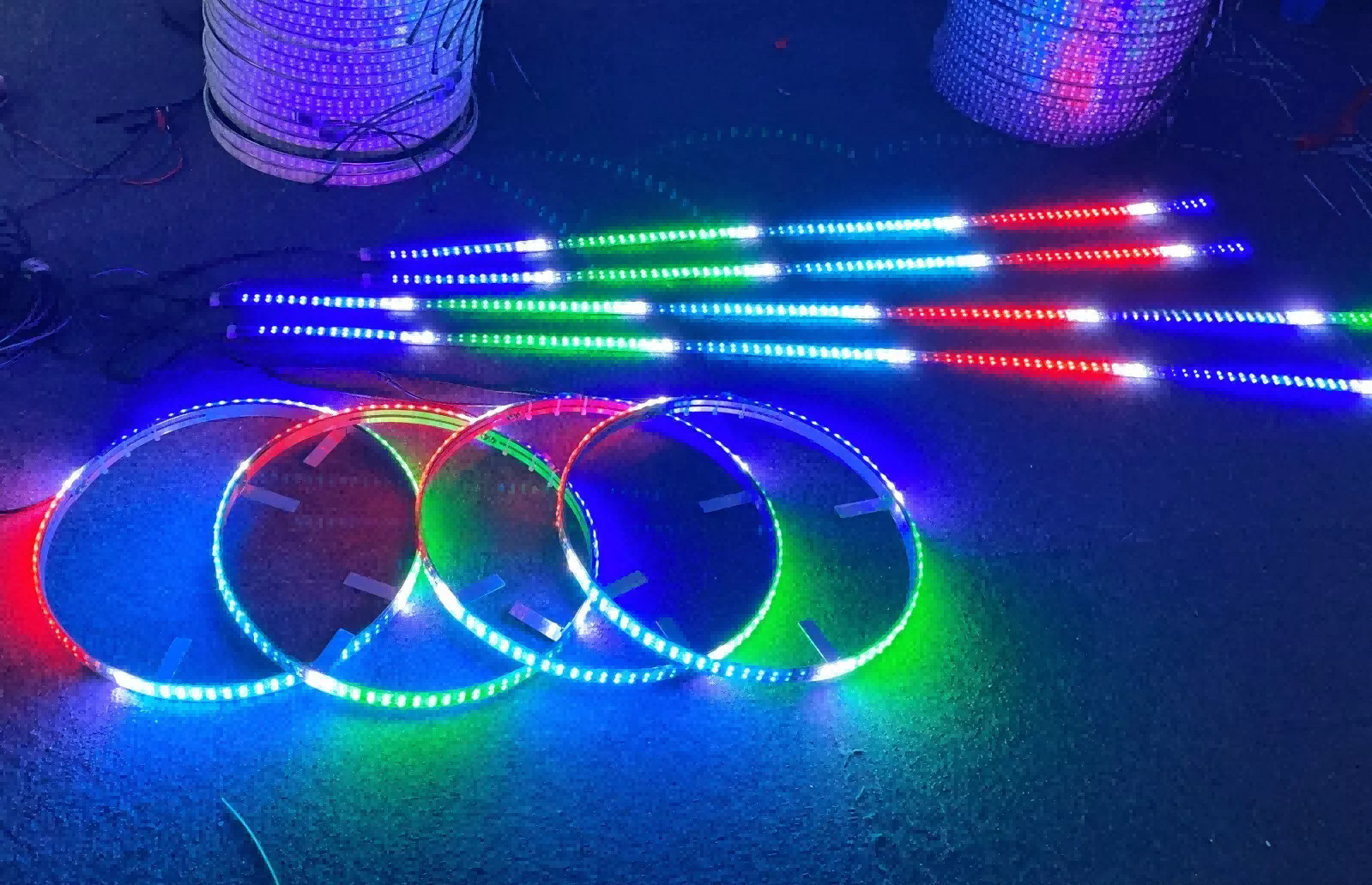 IP68 Waterproof 15.5″ Chasing LED Wheel Lights Underglow Kit 12V DC