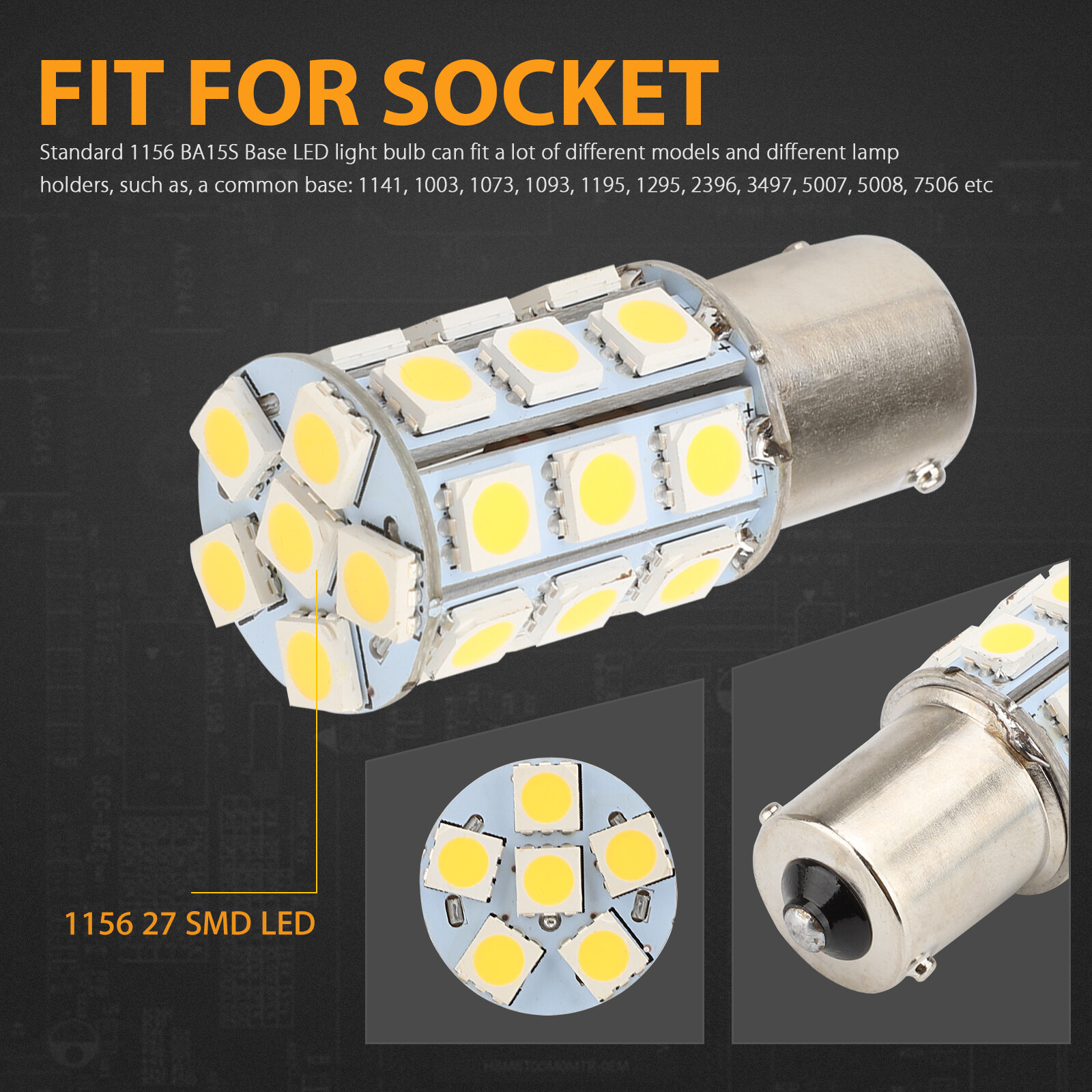10X Warm White 1156 1141 1003 27 SMD LED RV Camper Trailer Interior Light Bulbs