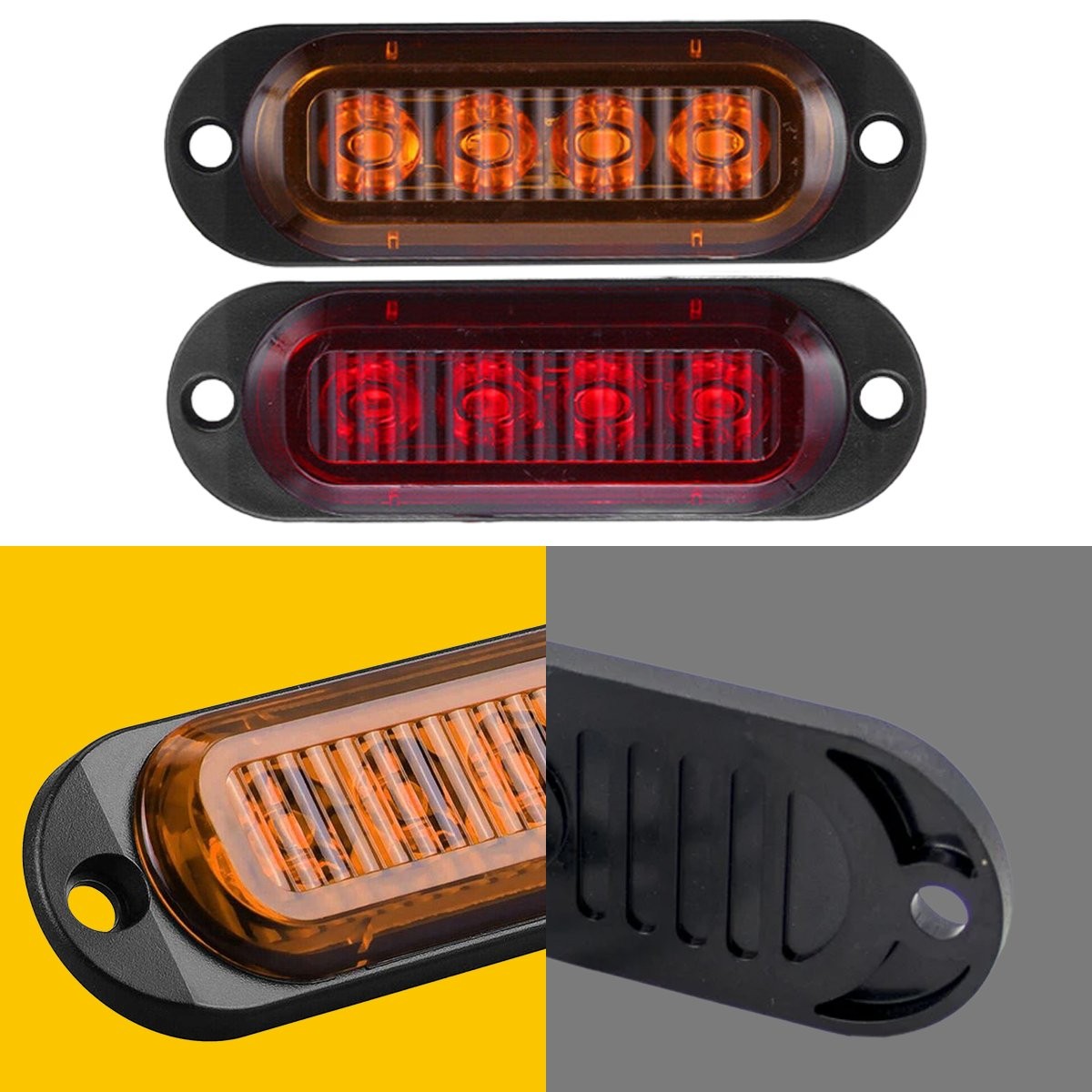 4PC Amber Red Side Marker Lights RV Truck Trailer Clearance Waterproof Light US