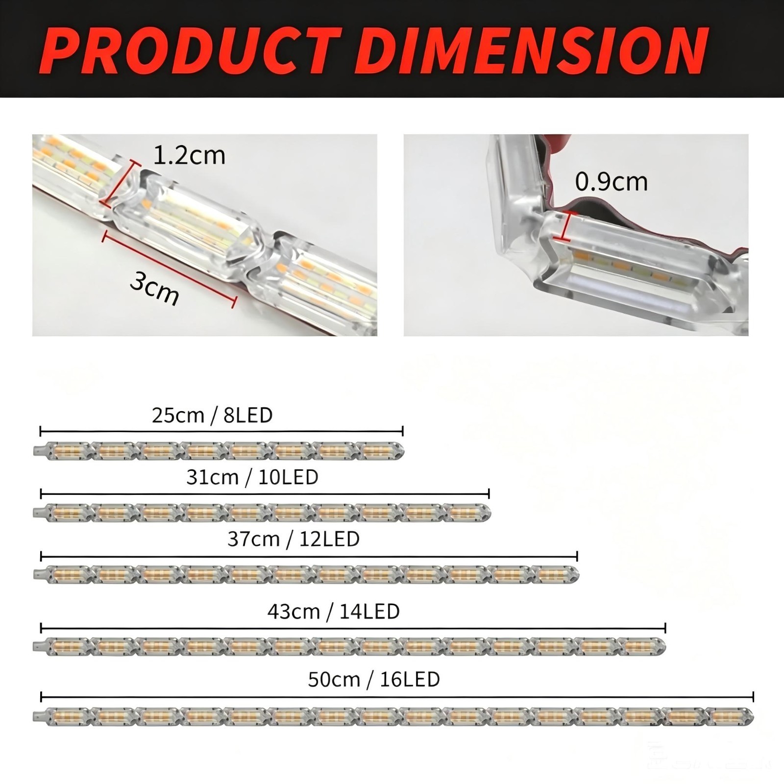 Crystal DRL LED Strip Lights Daytime Flowing Turn Signal Flexible Daul Color