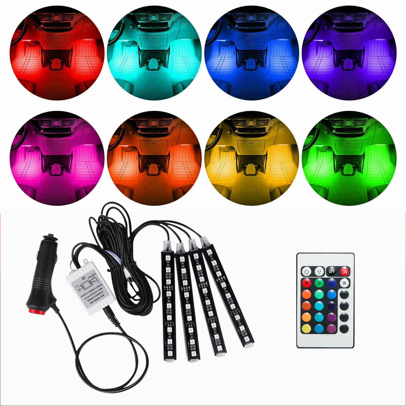 RGB LED Car Interior Floor Decorative Atmosphere Strip Lamp Lights For Lexus