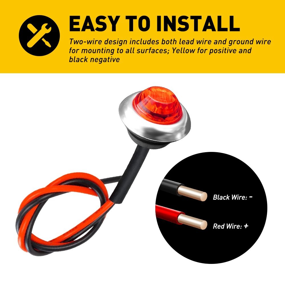 20/40/100X 3/4″ 12V Side Marker LIGHTS LED Bullet Truck Trailer RV Round W/ Base