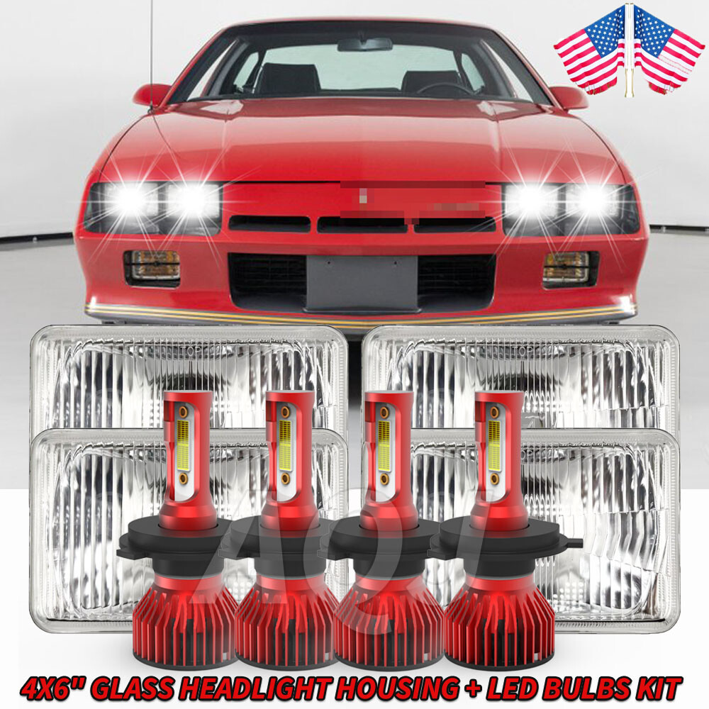 Fit Chevrolet Camaro Z28 1982 1983 1984 1985 1986-1992 4PCS 4×6″ LED Headlights