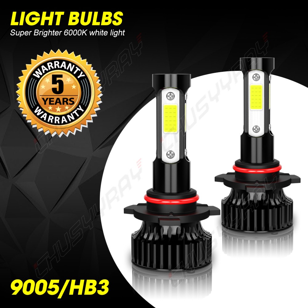 9005 H11 LED Headlights High Low Beam + Fog Lights Bulbs Kit Pure White Bright