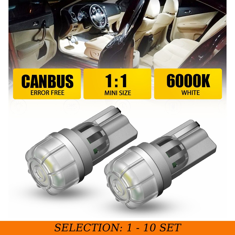 2-20X T10/194/W5W LED Bulbs 6000K White Super Bright Canbus Plug&Play High Power