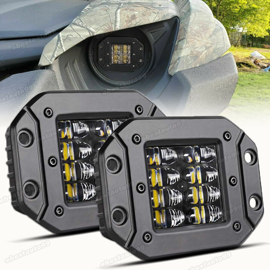 For 14-17 YAMAHA Viking 700 VI Headlight 24W Spot Beam LED Light Pod Kit 2pcs