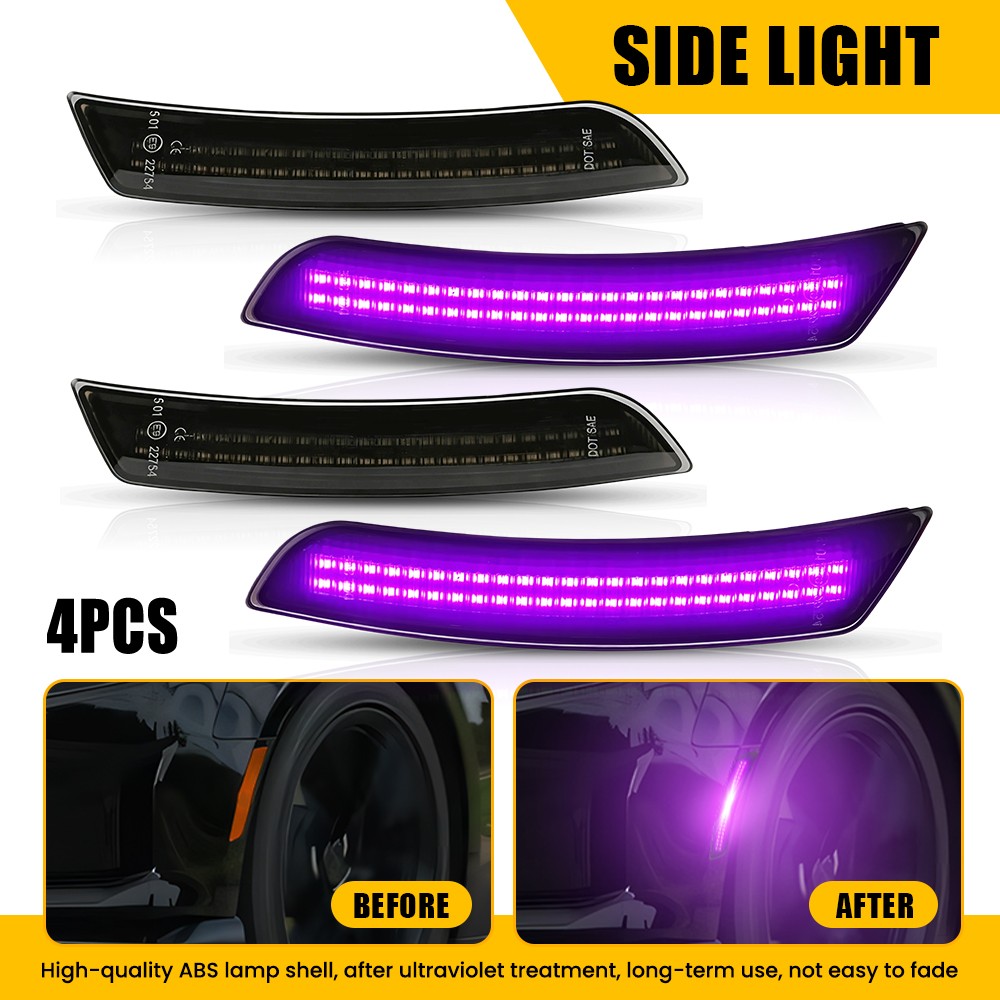 20896550 LED Side Marker Solid Purple Lights 4PCS For 2016-2023 Chevrolet Camaro