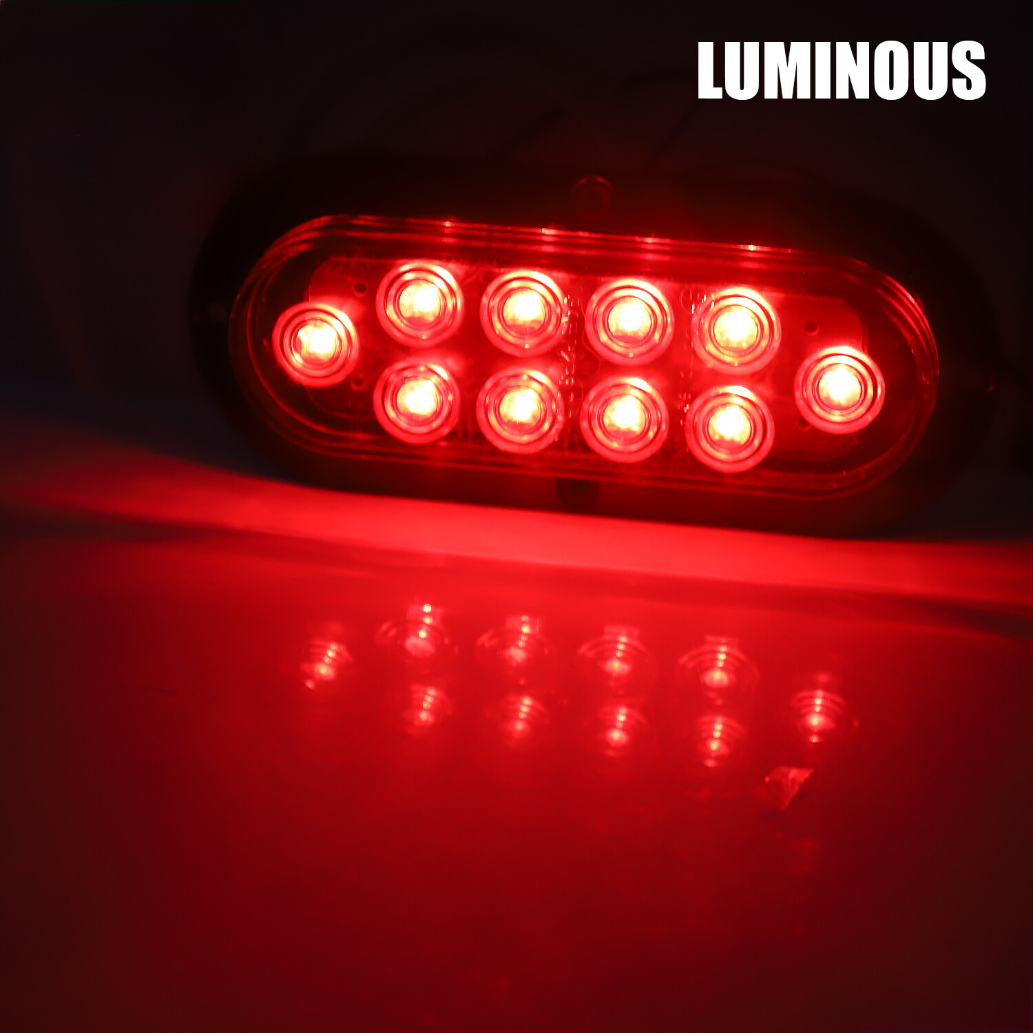 2 Red 6″ Oval Trailer Lights 10 LED Stop Turn Tail Truck Sealed Grommet Plug DOT