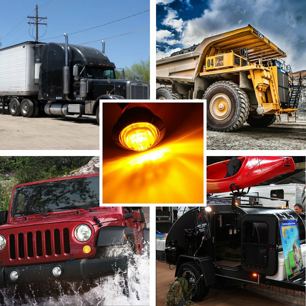 amber 10X 3/4″ Side Marker Lights LED Truck Trailer Round Side Bullet Light EOE