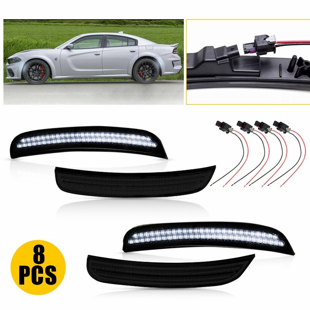 For Dodge Charger 2015-2023 Front Rear Side Marker Light Lamps Smoked LED EOOR