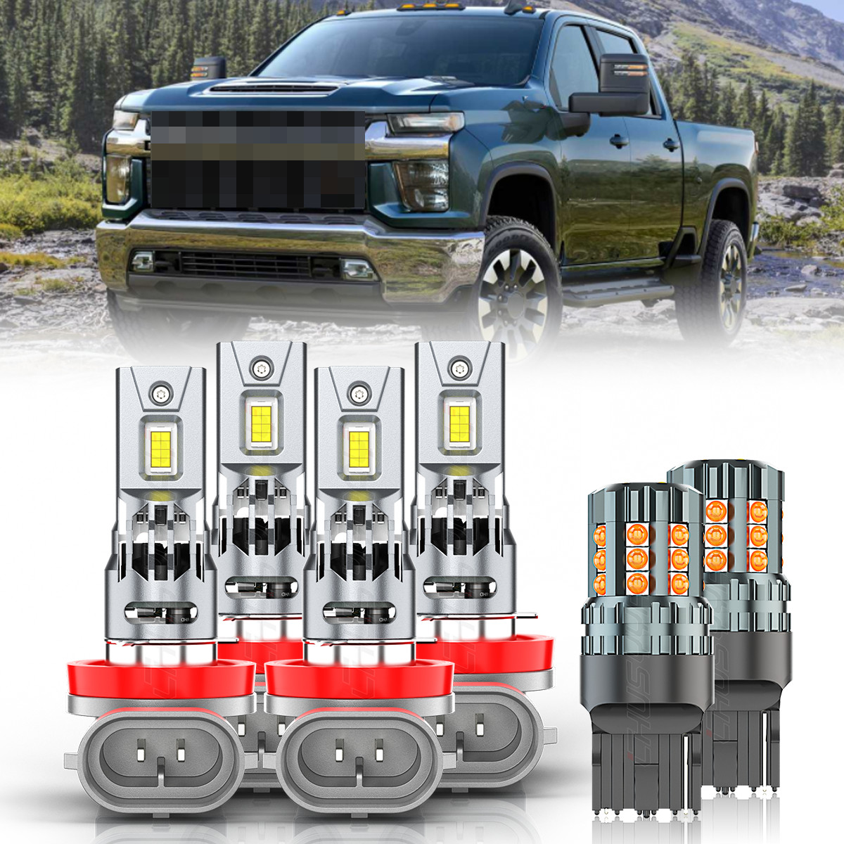For Chevy Silverado 2500HD 20-23 LED Headlight Hi/Lo+Turn Signal Light Bulb Kit