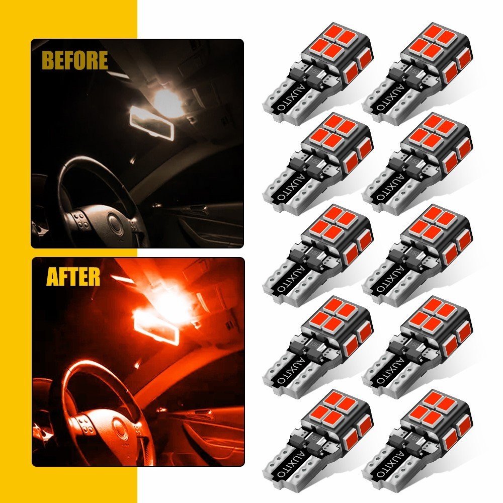 AUXITO Red LED T10 194 168 W5W License Plate Inside Parking Light Trunk Light F