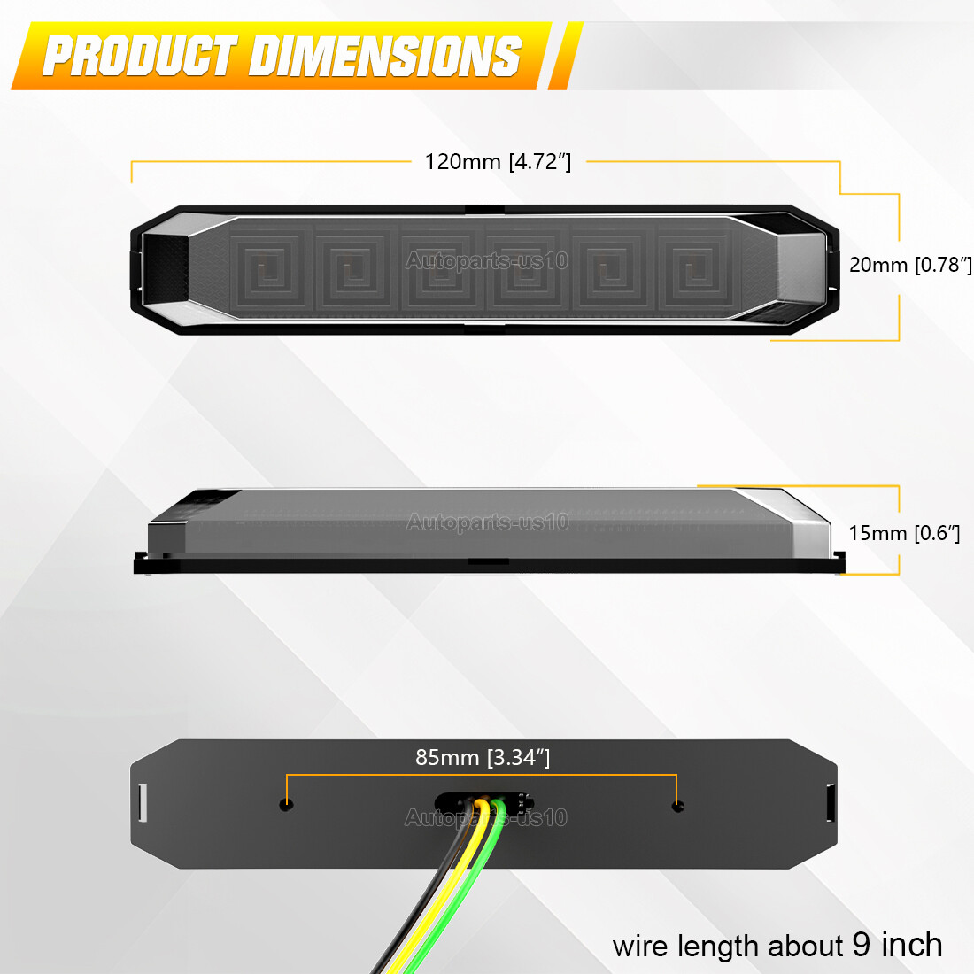 10x 4.7″ LED Side Marker Lights Strip Smoked Amber Green Dual Color Clearance