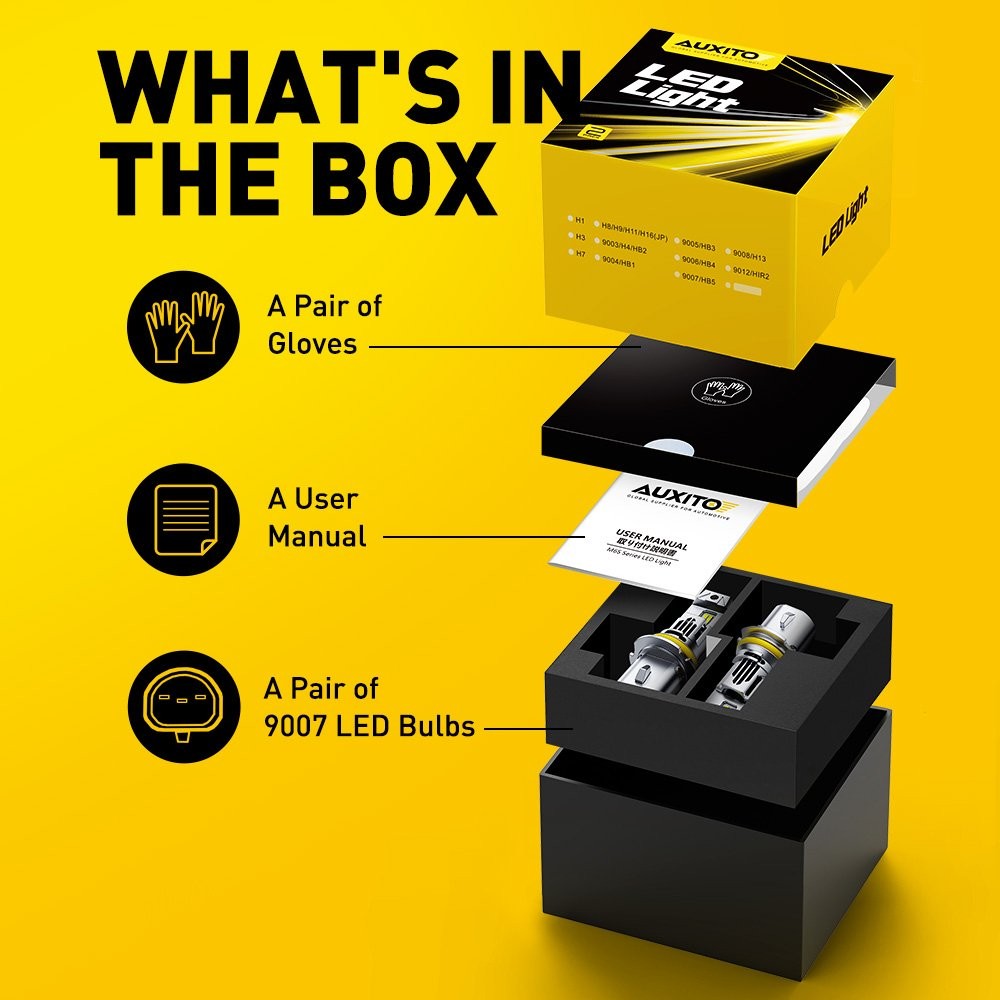 Auxito LED Headlight 9007 H/L Beam Bulb Canbus Kit 30000LM 6500K Ultra Bright EB