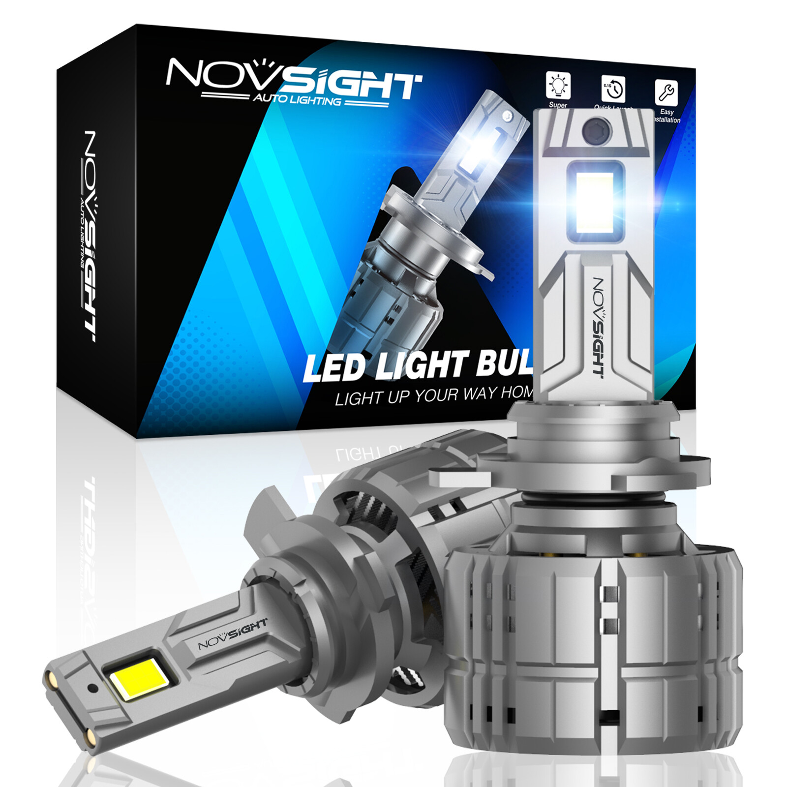 NOVSIGHT 9012 LED Headlight Bulbs Kit High Low Beam 6500K Super Bright Lamps