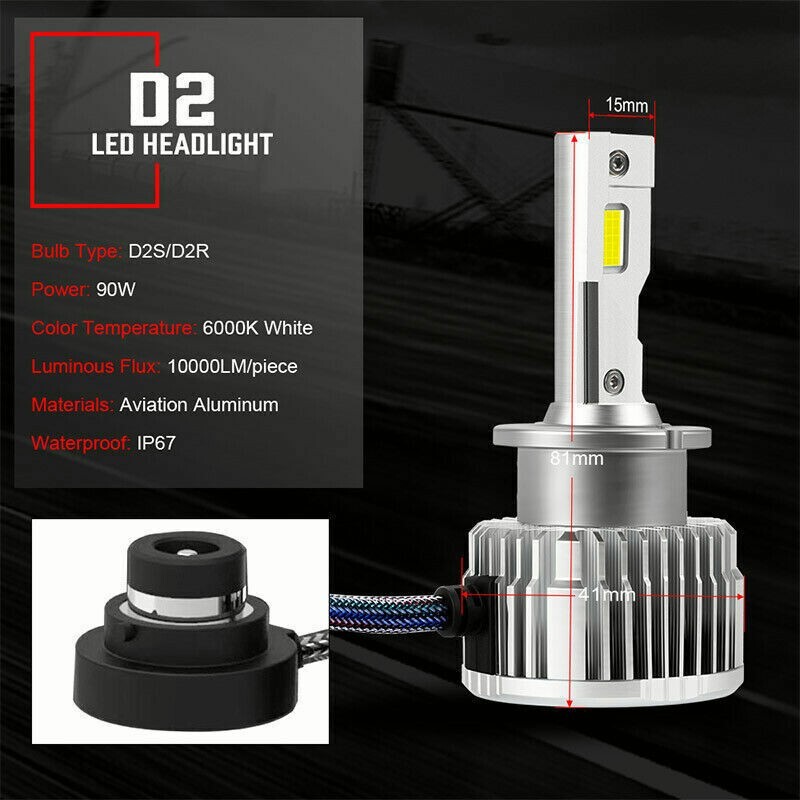 2x D2S D2R LED White Headlight Bulbs w/HID Conversion For BMW E46 325i M3 Etc