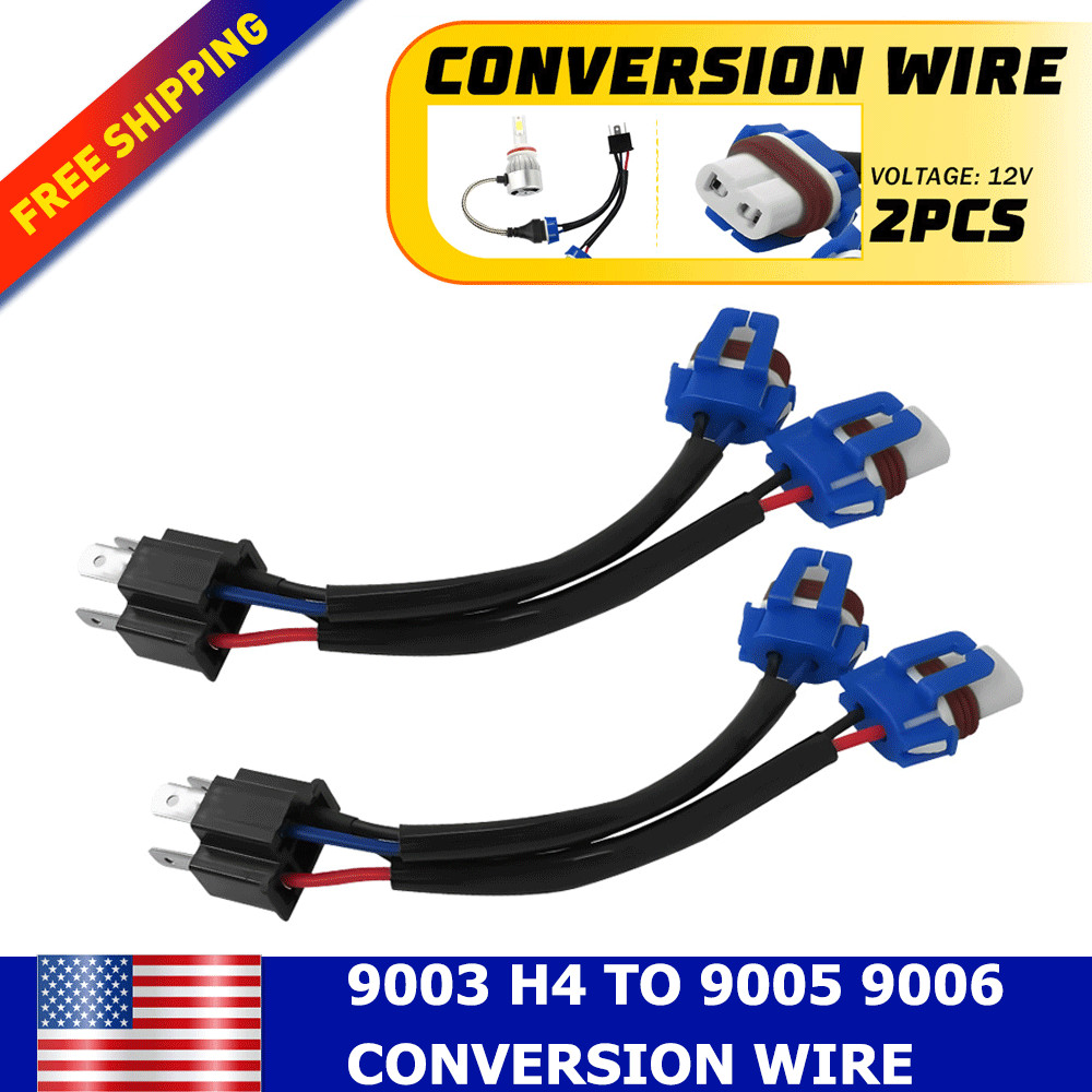Conversion Wire 9003 H4 TO 9005 9006 Two Harness Head Lamp Adapter Plug Play New