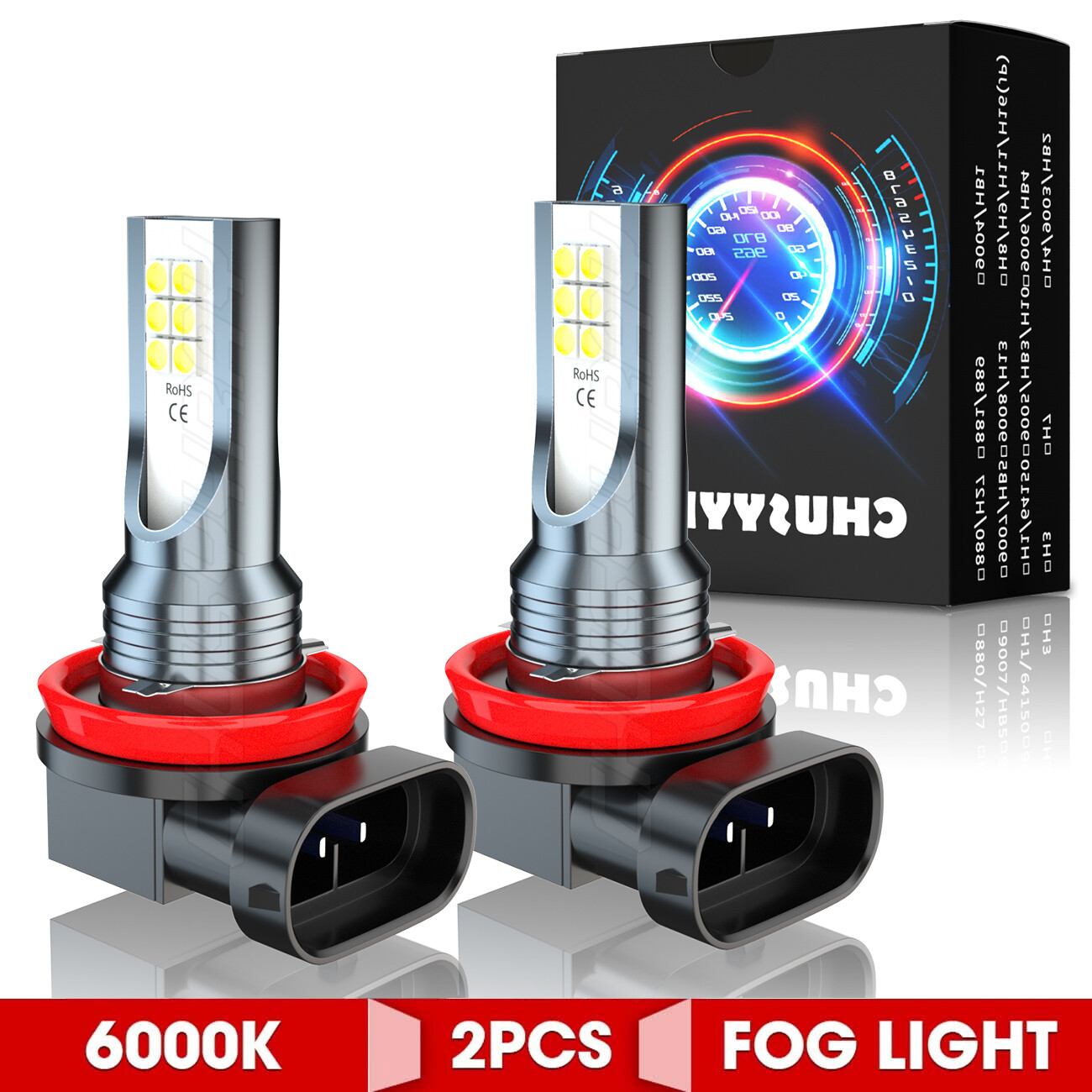 LED Fog Light Bulb H11 High Power Driving Lamps Clear White Foglight Bulbs Kit