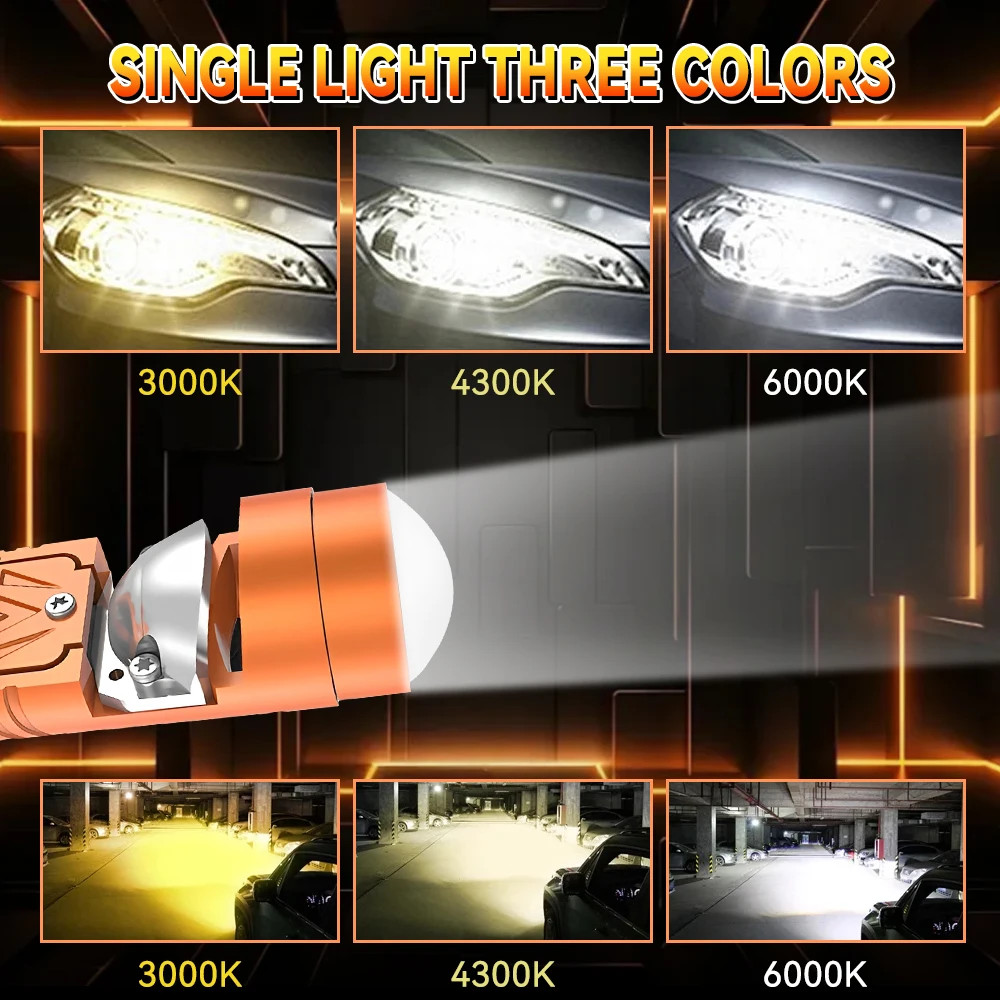 LED Headlight Bulbs H7 6000K 4300K 3000K Mini Projector Lens