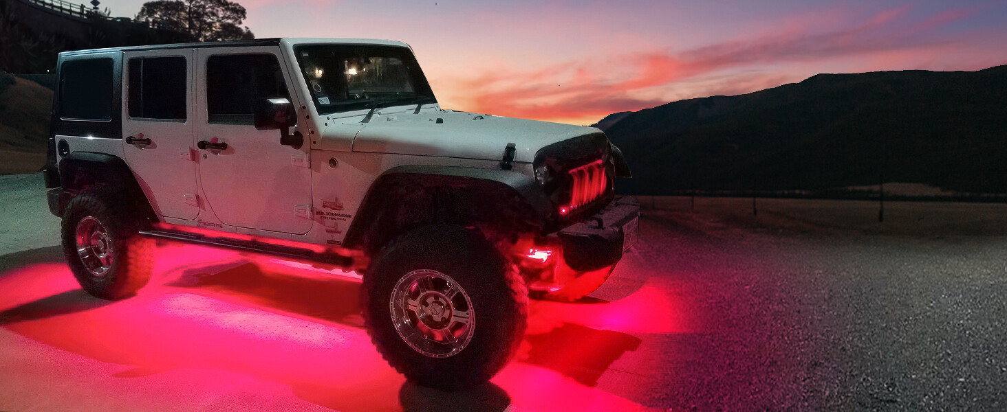 MICTUNING N8 RGBW LED Strip Aluminum Underneath Under Car Neon Lights Wireless