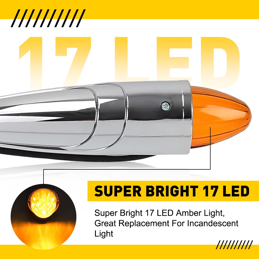 5Pcs for Peterbilt Mack Roof freightliner Amber LED Cab Top Marker Lights Set