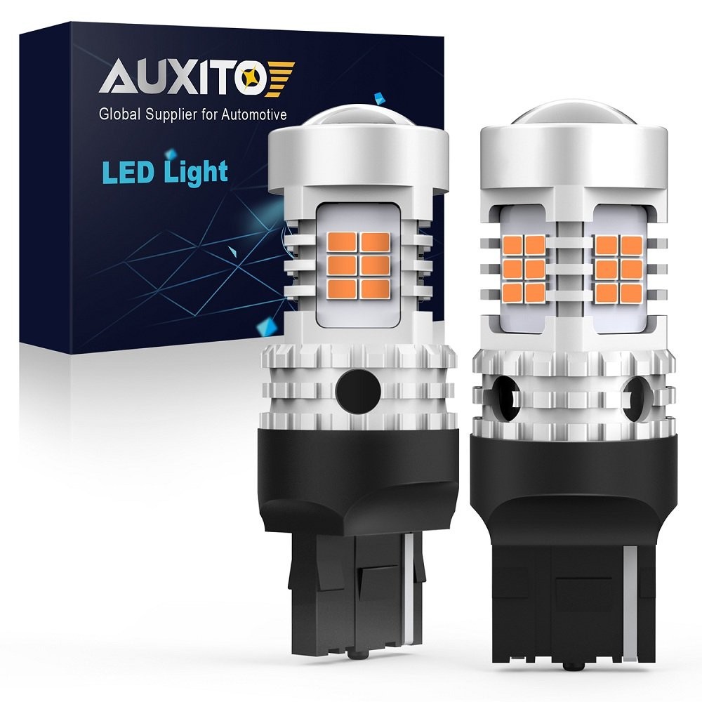 Pair Amber Yellow 7440 W21W T20 LED Turn Signal Light Bulb 3020SMD Chips AUXITO