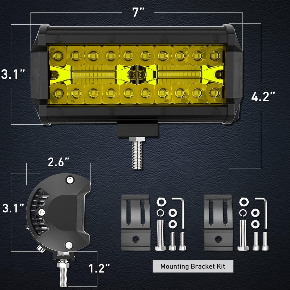 4x 7″ Yellow LED Driving Light Spot Pods Fog Lamps Fit Peterbilt Mack Semi Truck